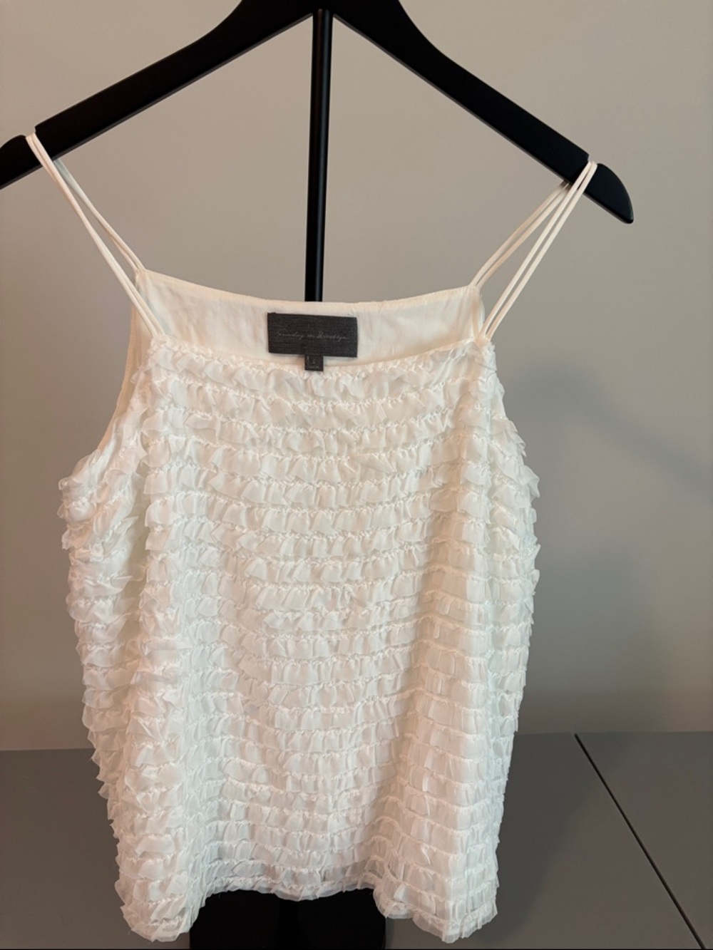 Sunday in Brooklyn White Ruffle Spaghetti Strap Camisole